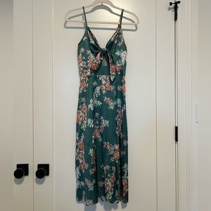 Silky green floral dress